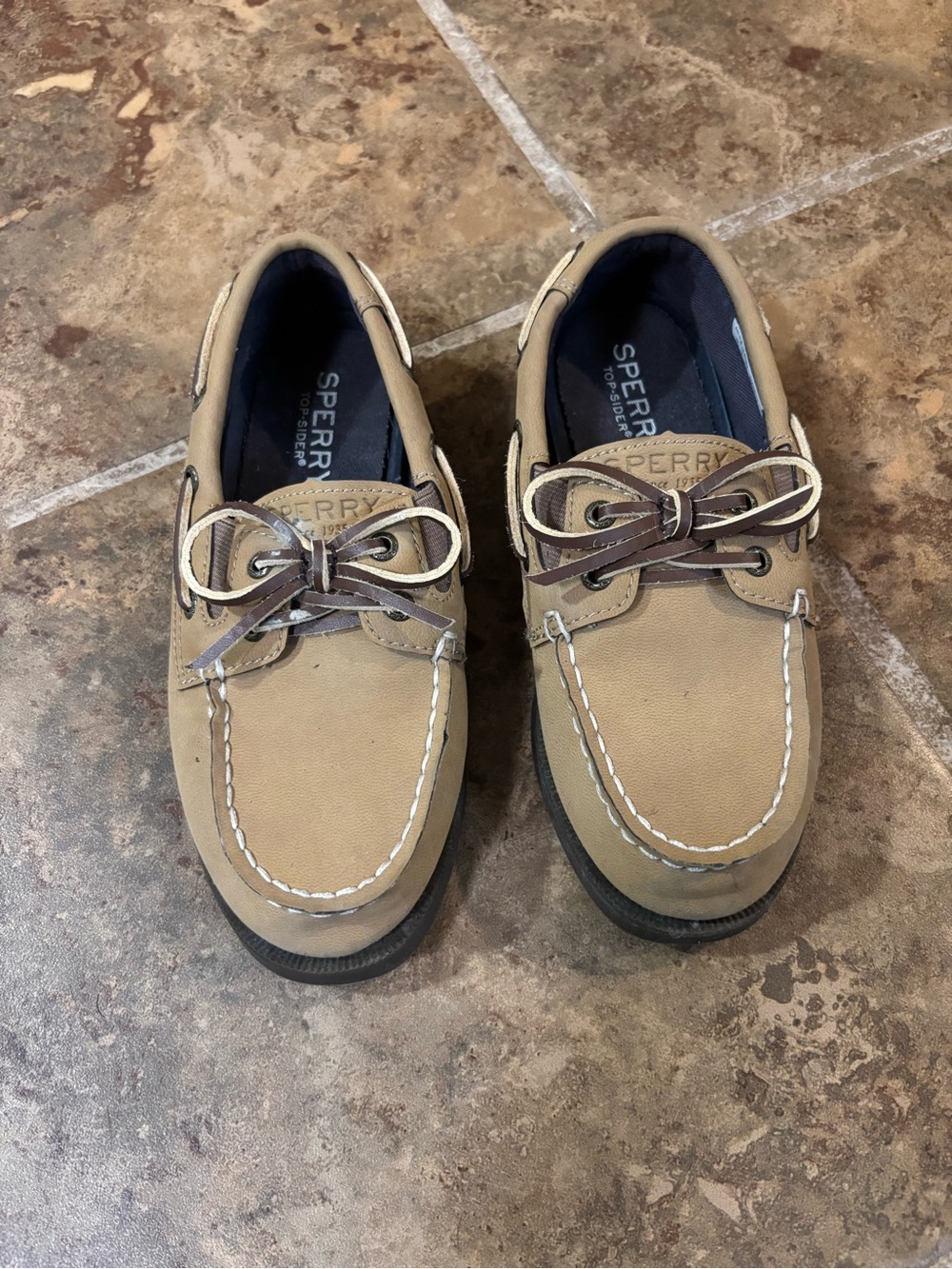 Sperry Kids Tan and Brown Moccasin Boat Shoes